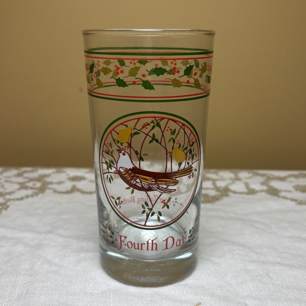 Vintage Anchor Hocking 12 Days Christmas Replacement Glass 4‎ Calling Birds